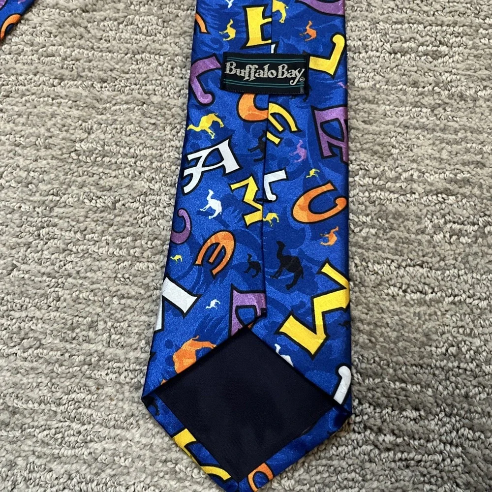 Vintage Camel R.J. Reynolds Necktie Blue Buffalo Bay Floating Letters